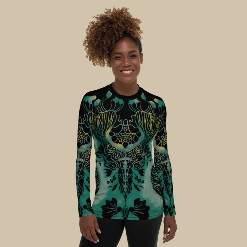 Reflections of Her Black Rash Guard