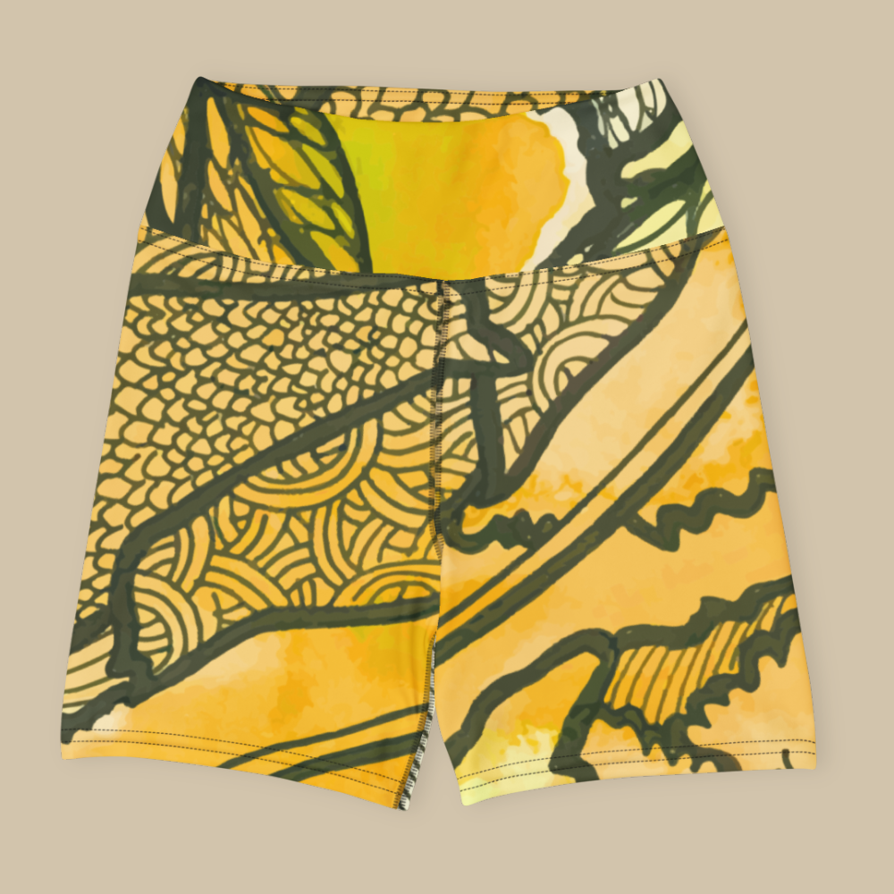 Women Fitness Yoga Shorts - Berkshire Yoga Festival Zentangle Flora