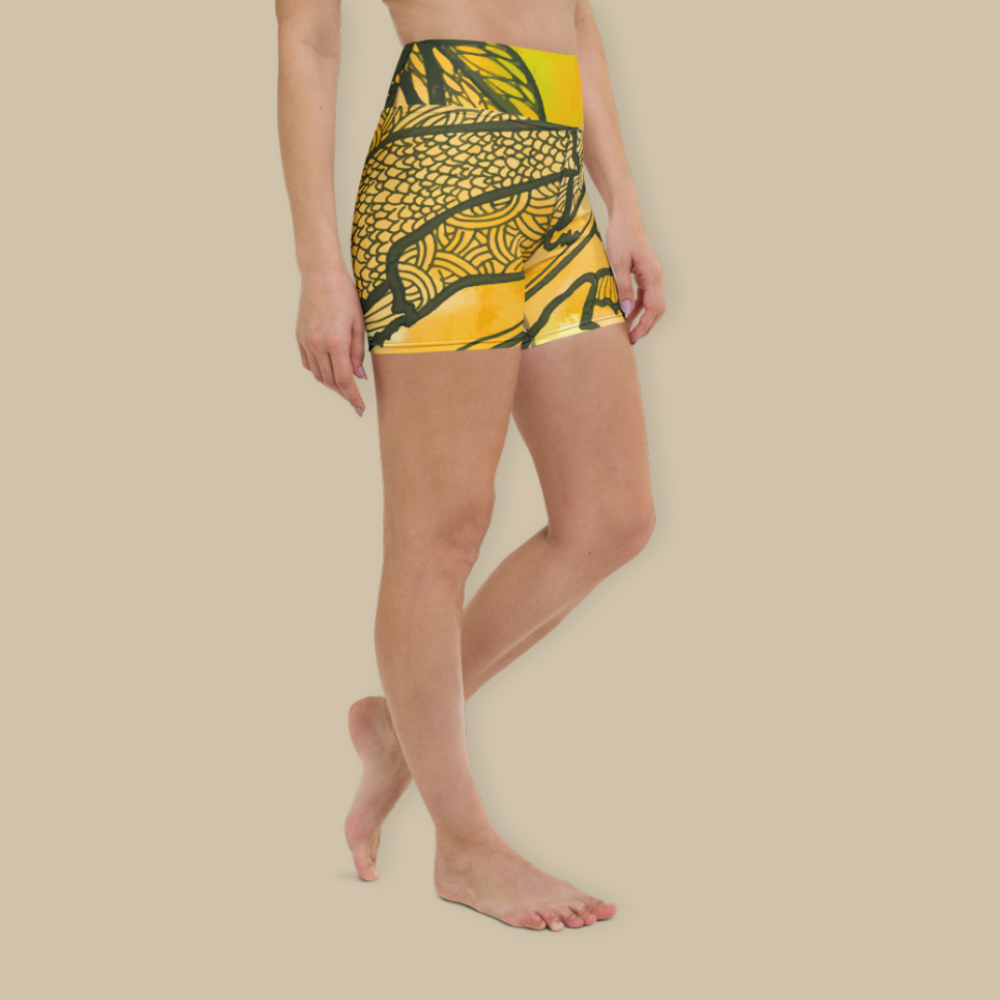 Women Fitness Yoga Shorts - Berkshire Yoga Festival Zentangle Flora