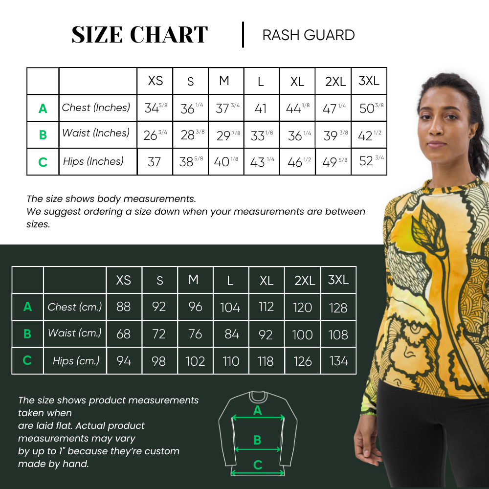 Women's Yoga Rash Guard - Yellow Zentangle Berkshire