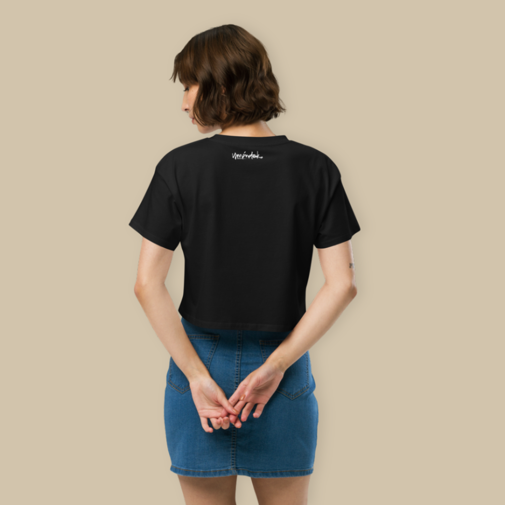 Women’s Fashion Crop Top - Black White Wabi Sabi