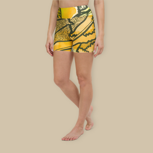 Women Fitness Yoga Shorts - Berkshire Yoga Festival Zentangle Flora