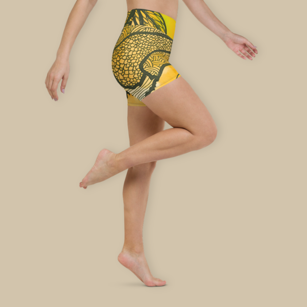 Women Fitness Yoga Shorts - Berkshire Yoga Festival Zentangle Flora